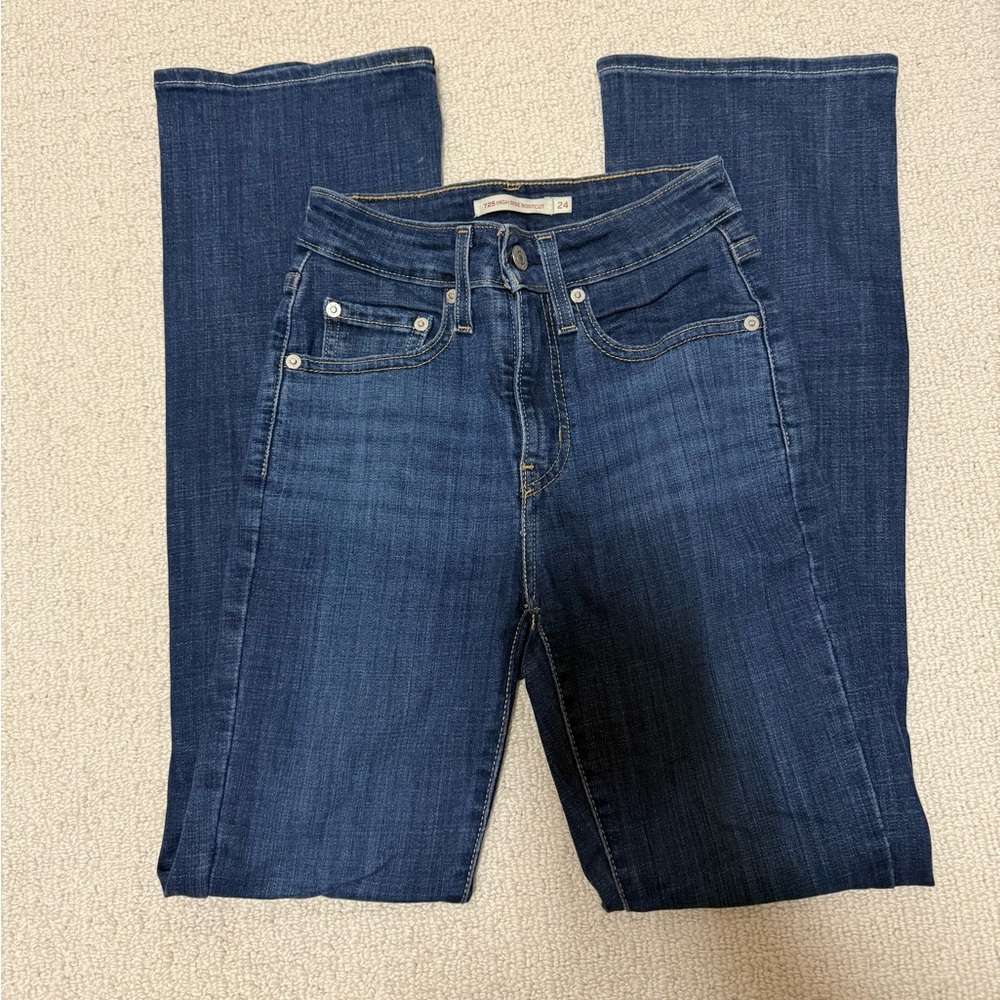 Levi's Dark Size 24 Blue High-rise Bootcut Denim Jeans